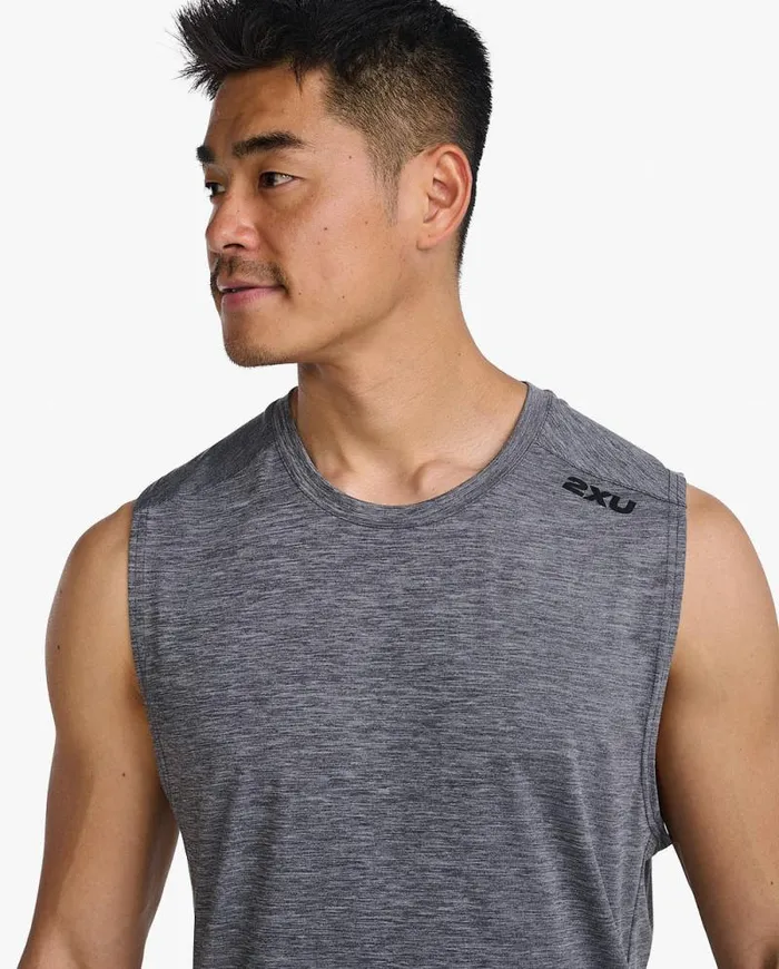 Sleeveless Mens 2XU Motion Tank Harbor Mistblack