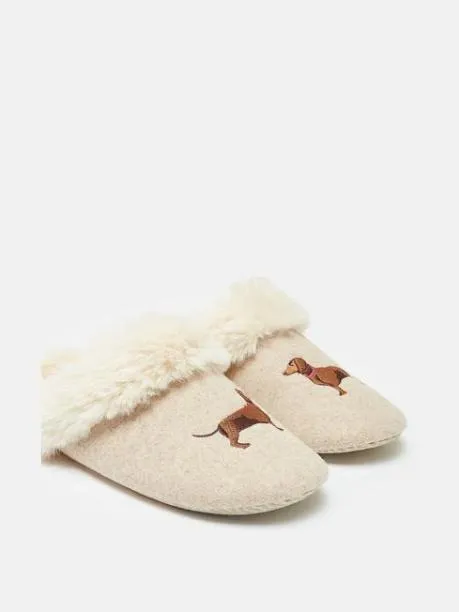 Slippers Women Joules Natural Dachshund Embroided Slippers
