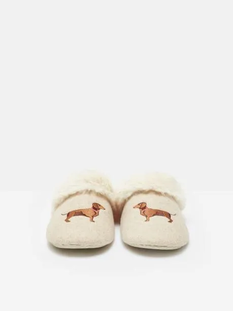 Slippers Women Joules Natural Dachshund Embroided Slippers