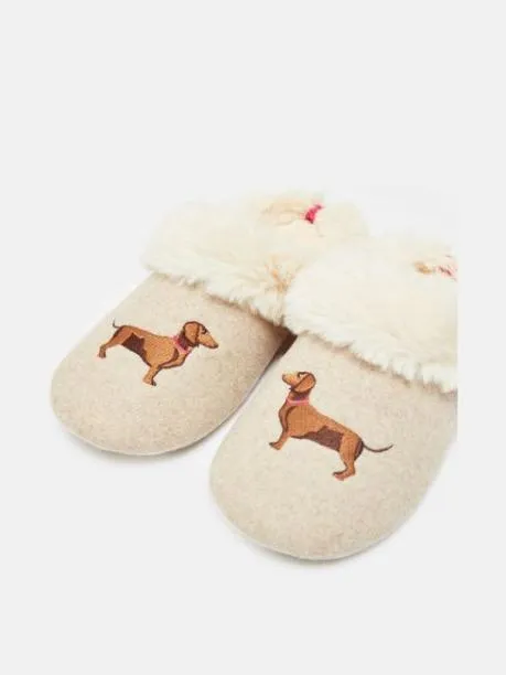 Slippers Women Joules Natural Dachshund Embroided Slippers