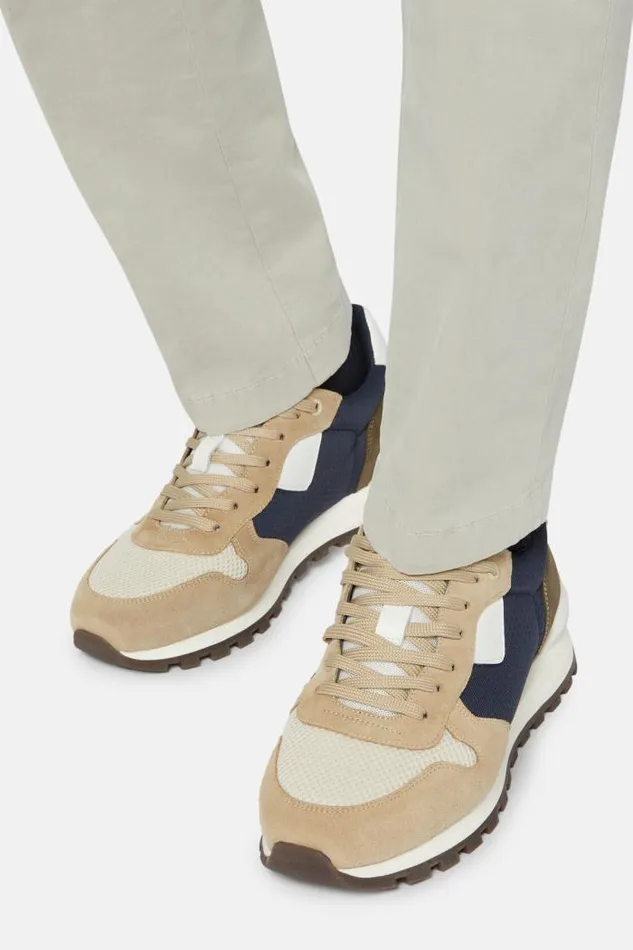 Sneakers Men Boggi Milano Beige Trainers In Leather And Technical Fabric Sand Sneakers Men Boggi Milano Beige Trainers In Leather And Technical Fabric Sand