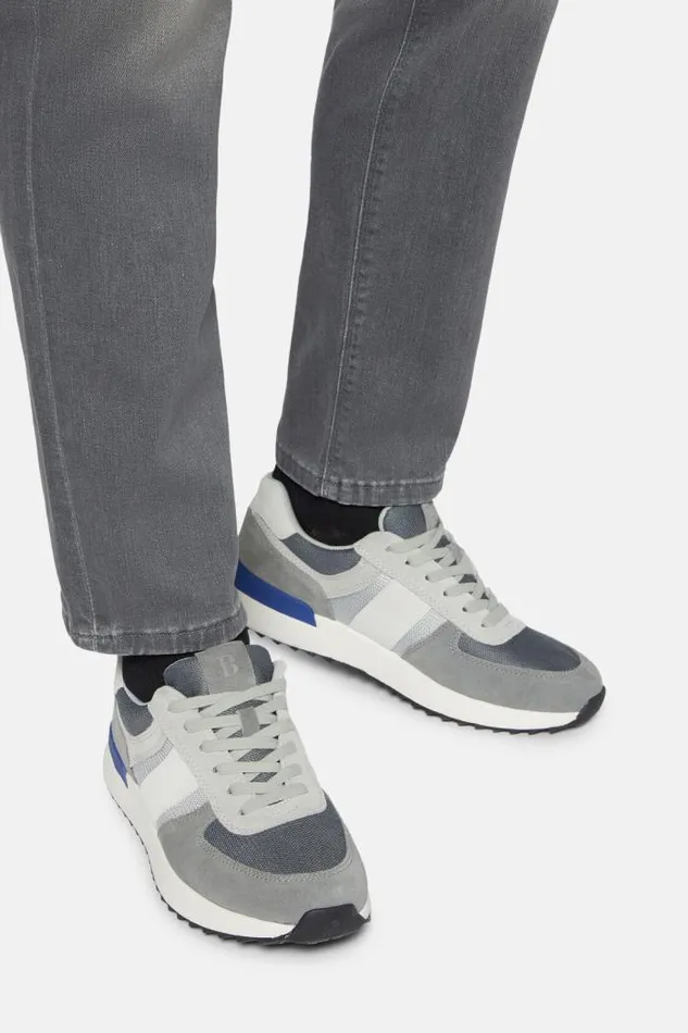 Sneakers Men Boggi Milano Tec Fabric Leather Sneakers Running Grey Sneakers Men Boggi Milano Tec Fabric Leather Sneakers Running Grey