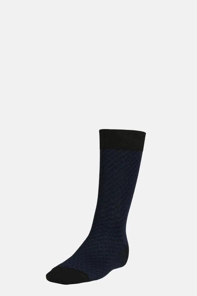 Socks Men Boggi Milano Micro Patterned Cotton Blend Socks Navy Blue