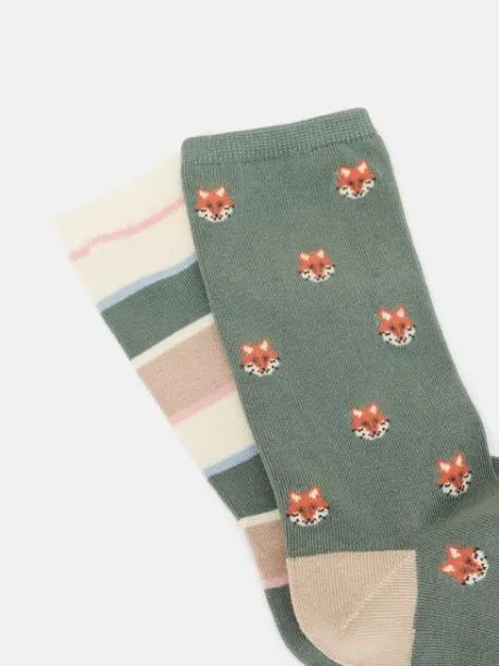 Socks Women Joules KhakiGrey 2 Pack Socks Size 48