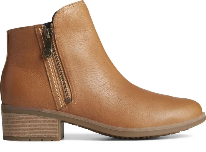 Sperry Boat Shoes Women Seaport Storm Water Resistant Leather Boot Tan