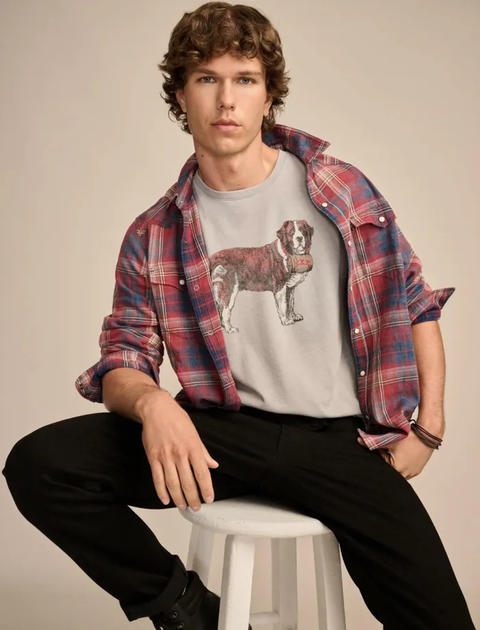 St Bernard Limestone Men Lucky Brand Graphic Tees