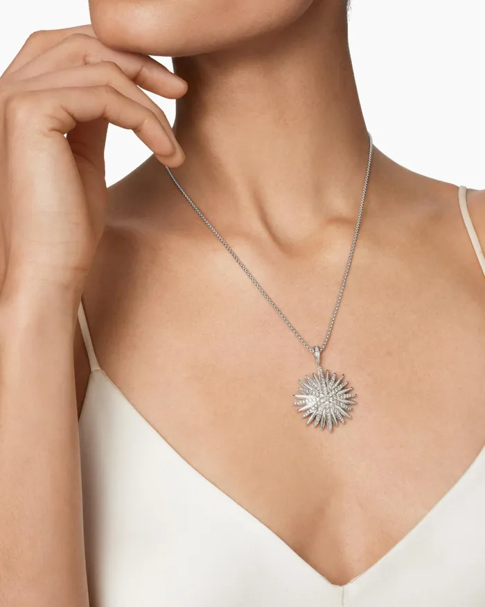 Starburst Pendant In Sterling Silver With Diamonds 32mm Women David Yurman Pendant Starburst Pendant In Sterling Silver With Diamonds 32mm Women David Yurman Pendant