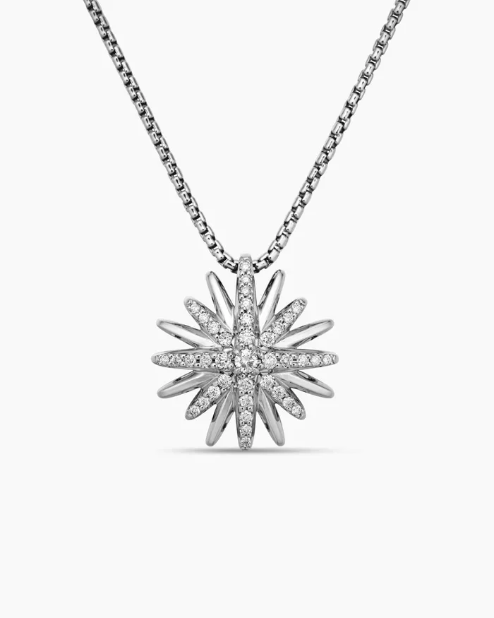 Starburst Pendant Necklace In Sterling Silver With Diamonds 19mm Women David Yurman Pendant Starburst Pendant Necklace In Sterling Silver With Diamonds 19mm Women David Yurman Pendant