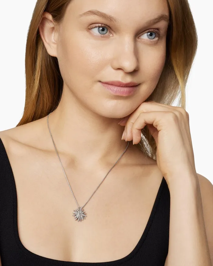 Starburst Pendant Necklace In Sterling Silver With Diamonds 19mm Women David Yurman Pendant Starburst Pendant Necklace In Sterling Silver With Diamonds 19mm Women David Yurman Pendant