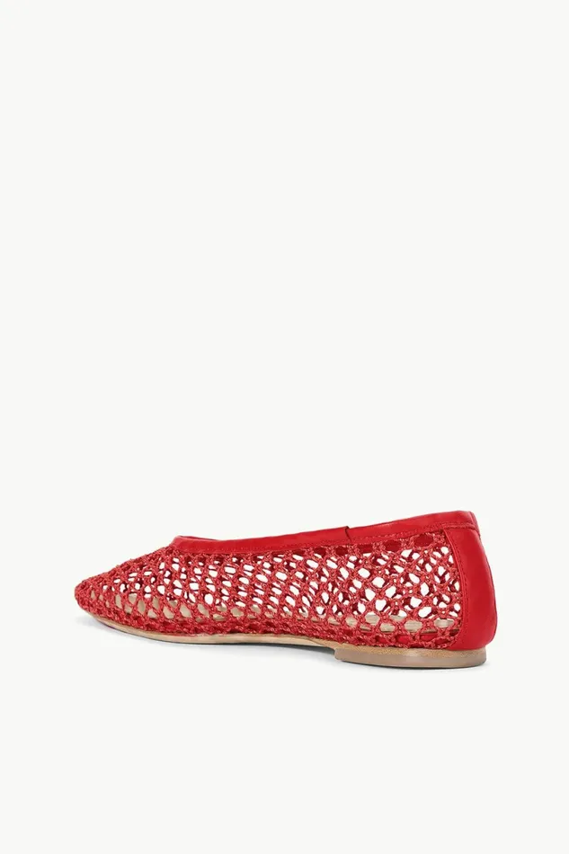 STAUD ALBA BALLET FLAT Red Netting Women Mules and Flats