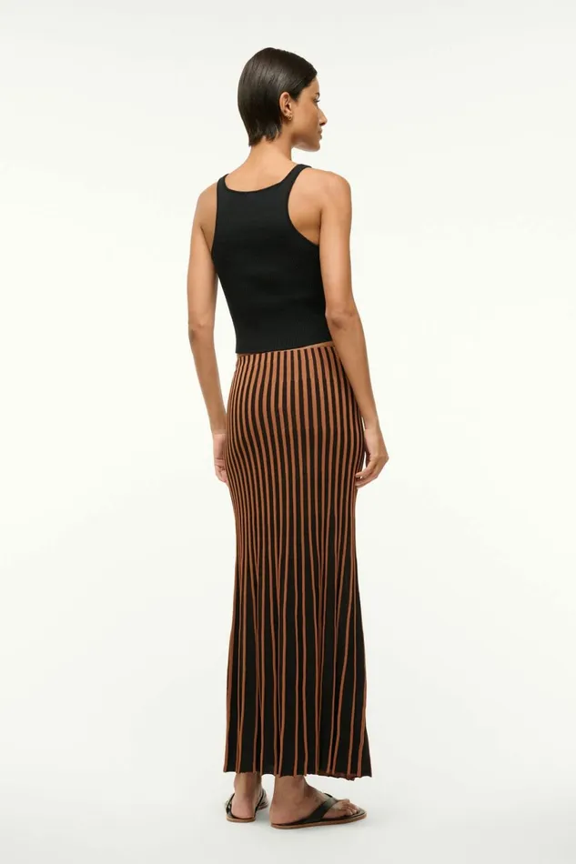 STAUD ALEIDA SKIRT Tan Black Women Skirts STAUD ALEIDA SKIRT Tan Black Women Skirts