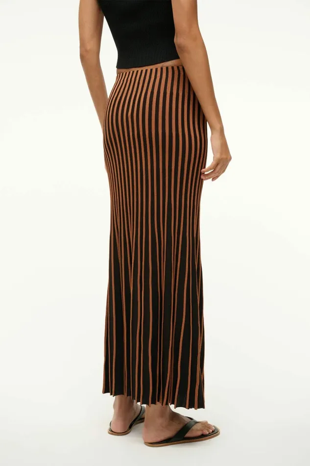 STAUD ALEIDA SKIRT Tan Black Women Skirts STAUD ALEIDA SKIRT Tan Black Women Skirts