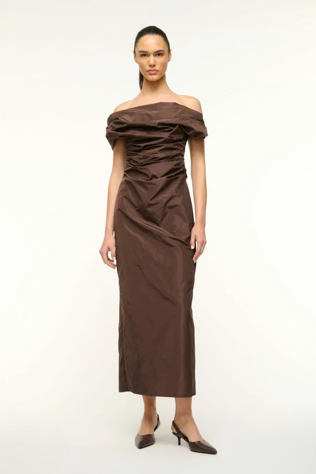 STAUD ANDREA DRESS Dark Chocolate Women Dresses