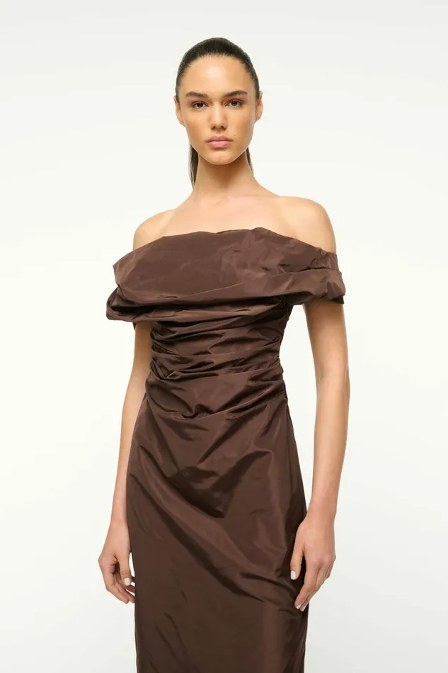 STAUD ANDREA DRESS Dark Chocolate Women Dresses