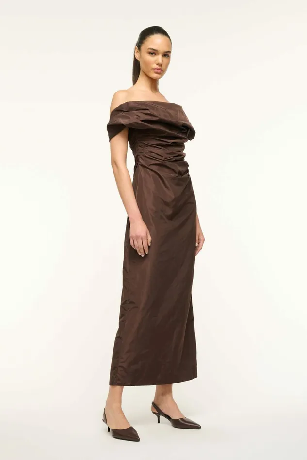 STAUD ANDREA DRESS Dark Chocolate Women Dresses