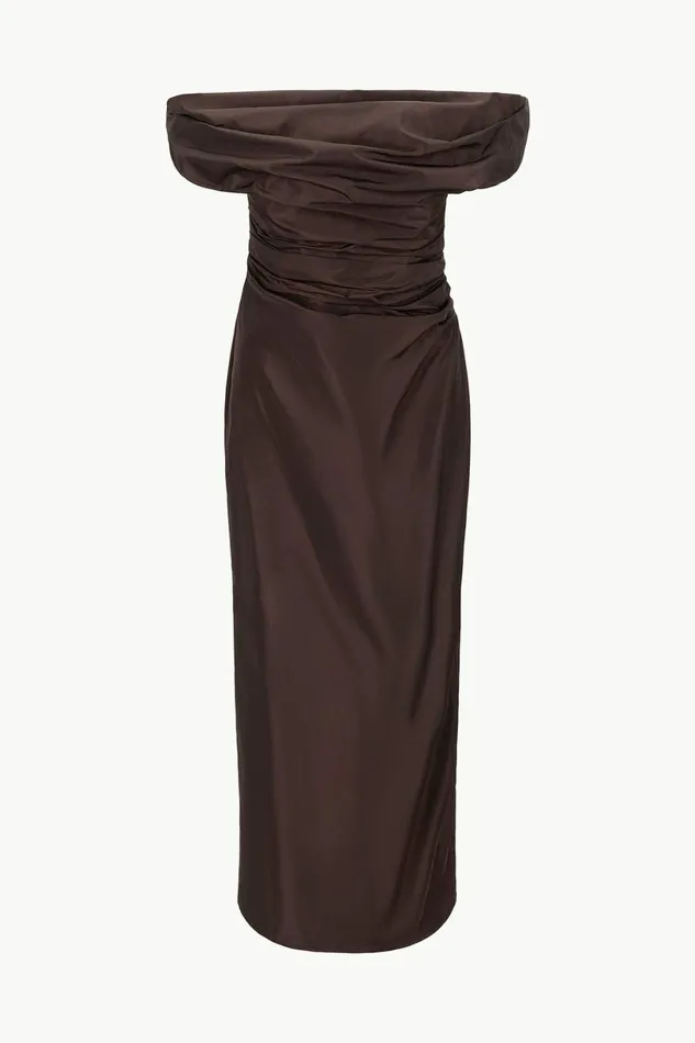 STAUD ANDREA DRESS Dark Chocolate Women Dresses
