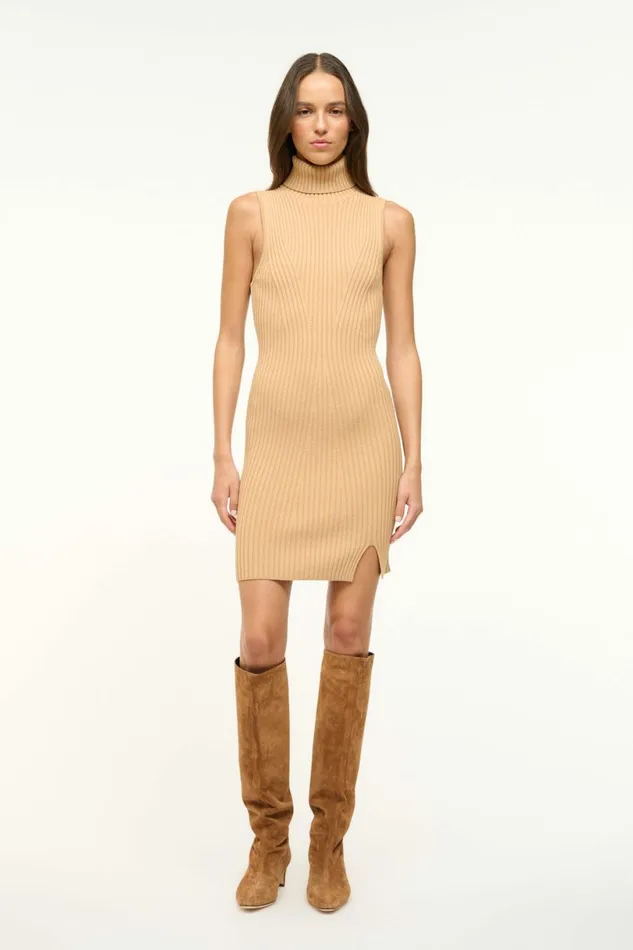 STAUD CALLUM DRESS Camel Women The Knit Shop