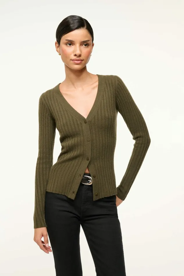 STAUD CARGO CASHMERE SWEATER Dark Olive Women Sweaters STAUD CARGO CASHMERE SWEATER Dark Olive Women Sweaters
