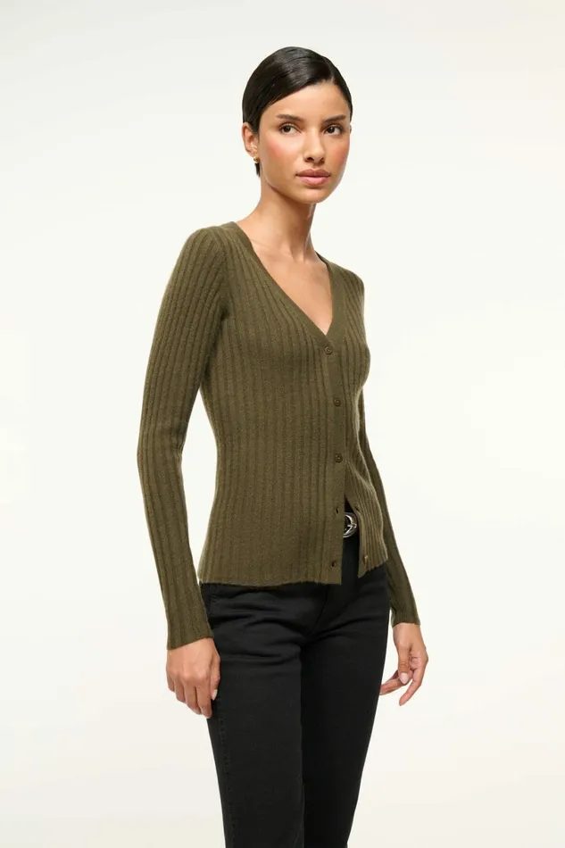 STAUD CARGO CASHMERE SWEATER Dark Olive Women Sweaters STAUD CARGO CASHMERE SWEATER Dark Olive Women Sweaters
