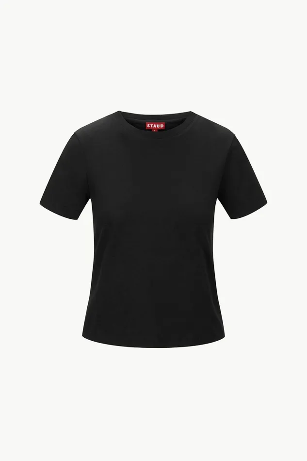 STAUD CREW NECK T SHIRT Black Women Tops STAUD CREW NECK T SHIRT Black Women Tops