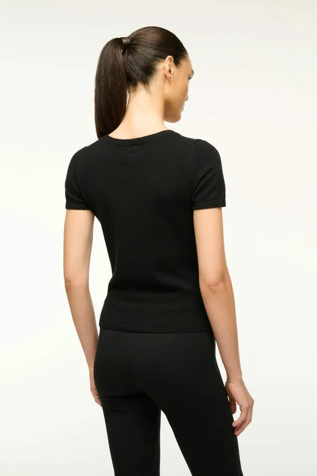STAUD EASY CASHMERE TEE Black Women Tops STAUD EASY CASHMERE TEE Black Women Tops