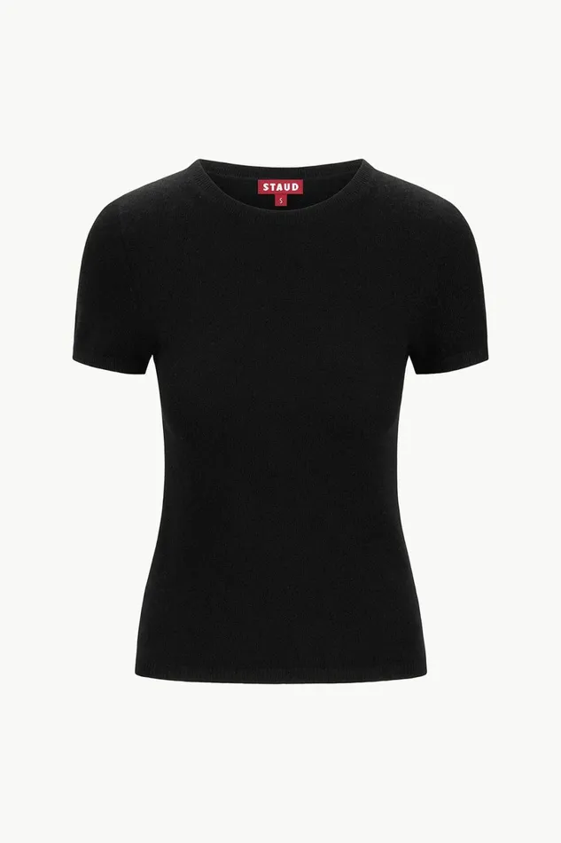 STAUD EASY CASHMERE TEE Black Women Tops STAUD EASY CASHMERE TEE Black Women Tops