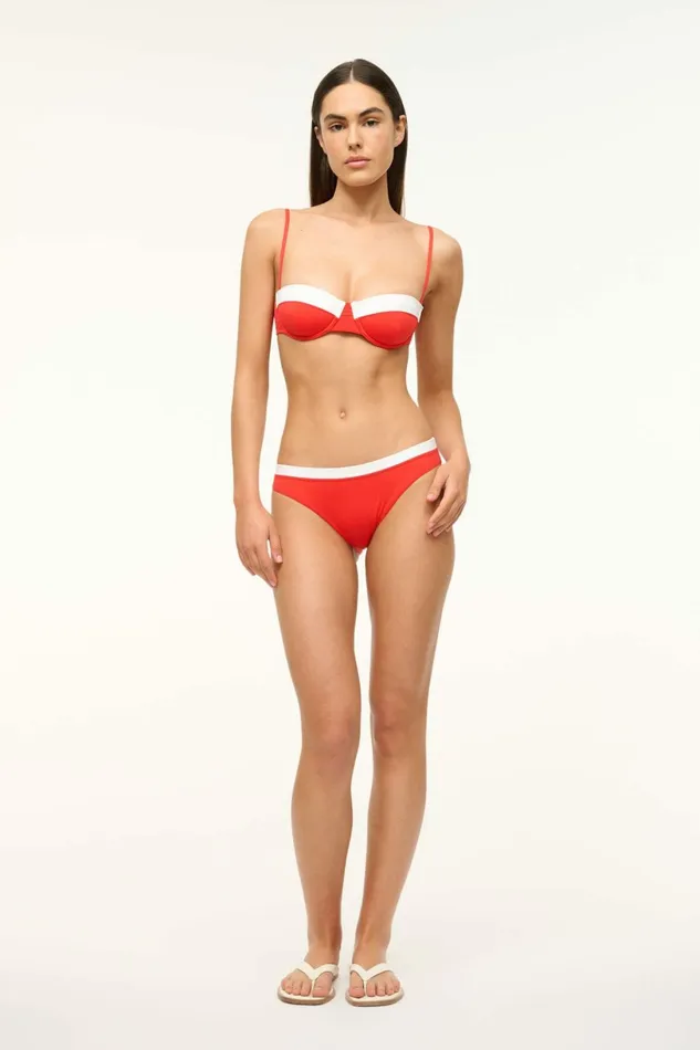 STAUD GEMMA BIKINI BOTTOM Red White Women Swim STAUD GEMMA BIKINI BOTTOM Red White Women Swim