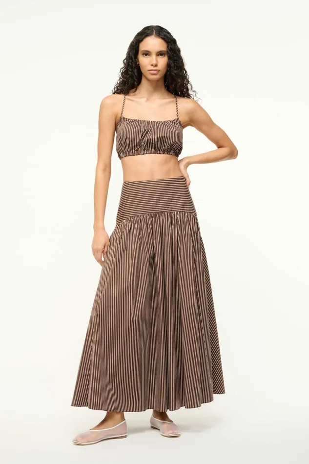STAUD HAMMOCK TOP Dark Oak Micro Stripe Women Tops STAUD HAMMOCK TOP Dark Oak Micro Stripe Women Tops