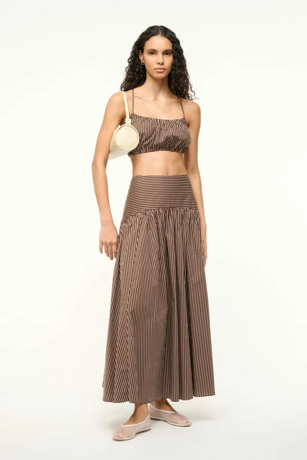 STAUD HAMMOCK TOP Dark Oak Micro Stripe Women Tops STAUD HAMMOCK TOP Dark Oak Micro Stripe Women Tops