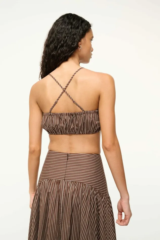 STAUD HAMMOCK TOP Dark Oak Micro Stripe Women Tops STAUD HAMMOCK TOP Dark Oak Micro Stripe Women Tops