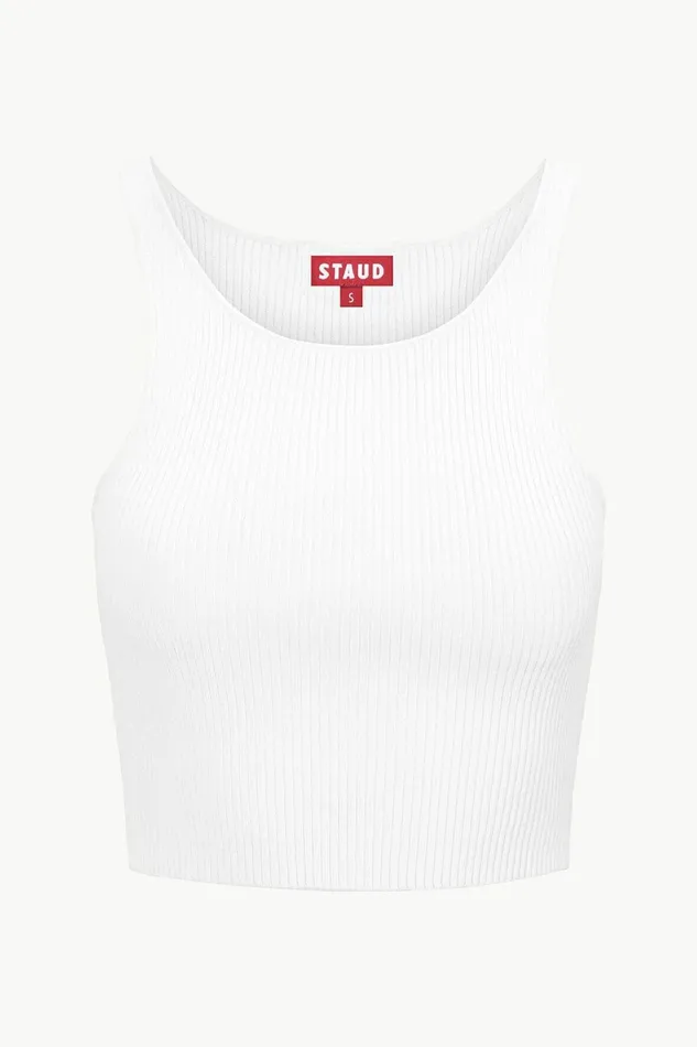 STAUD IBISCO CROPPED TANK White Women Tops STAUD IBISCO CROPPED TANK White Women Tops