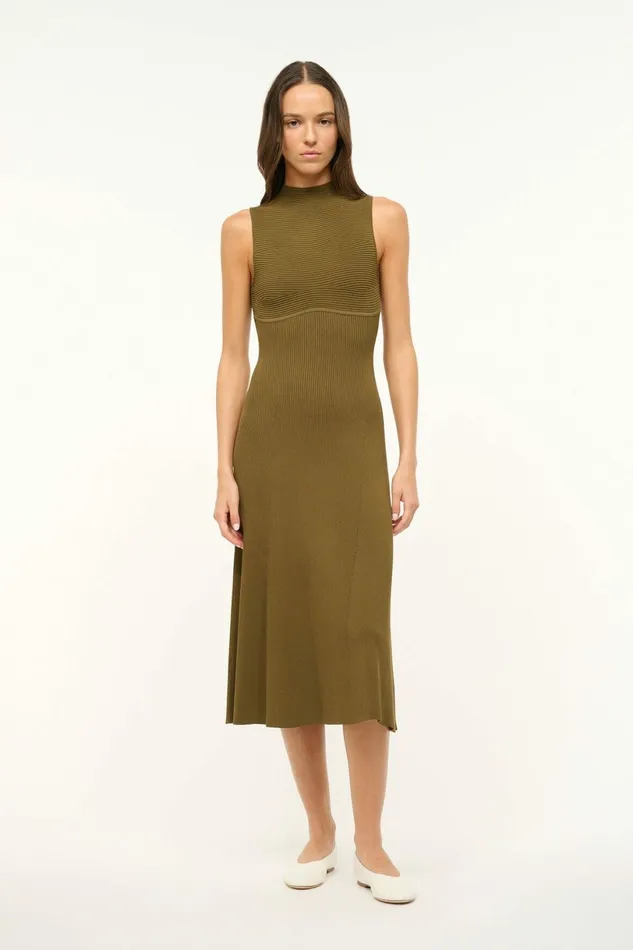 STAUD MALACHITE DRESS Sergeant Green Women The Knit Shop