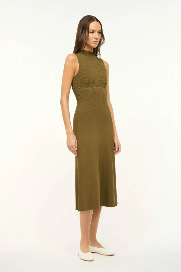 STAUD MALACHITE DRESS Sergeant Green Women The Knit Shop STAUD MALACHITE DRESS Sergeant Green Women The Knit Shop