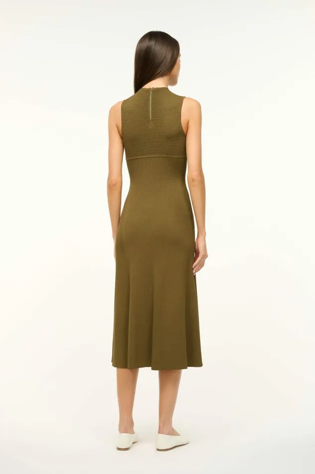 STAUD MALACHITE DRESS Sergeant Green Women The Knit Shop STAUD MALACHITE DRESS Sergeant Green Women The Knit Shop
