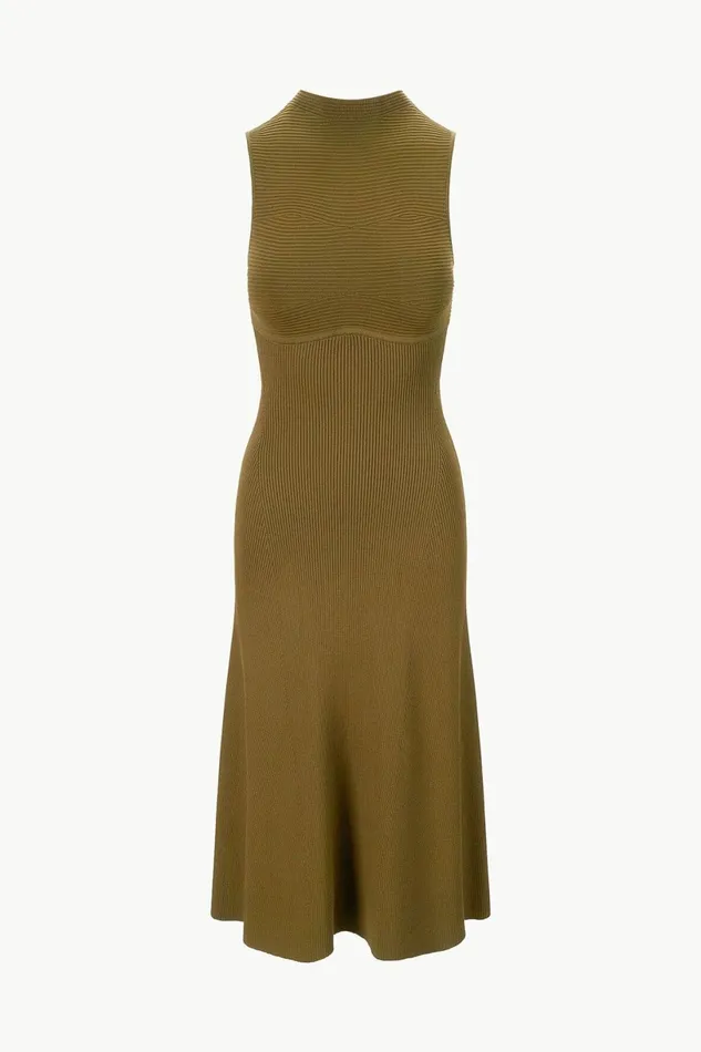 STAUD MALACHITE DRESS Sergeant Green Women The Knit Shop STAUD MALACHITE DRESS Sergeant Green Women The Knit Shop