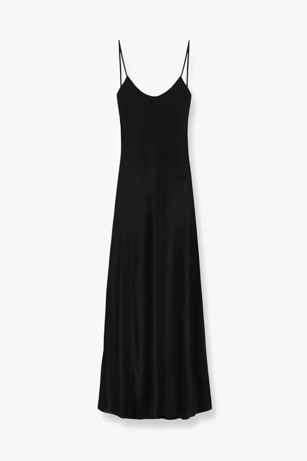 STAUD MILNER SILK SLIP DRESS Black Women Dresses STAUD MILNER SILK SLIP DRESS Black Women Dresses