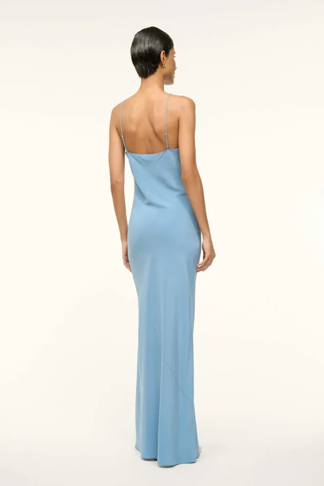 STAUD MILNER SILK SLIP DRESS Slate Blue Women Dresses STAUD MILNER SILK SLIP DRESS Slate Blue Women Dresses