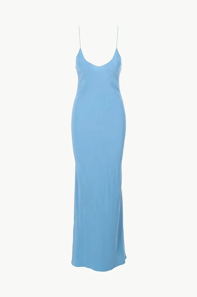 STAUD MILNER SILK SLIP DRESS Slate Blue Women Dresses STAUD MILNER SILK SLIP DRESS Slate Blue Women Dresses