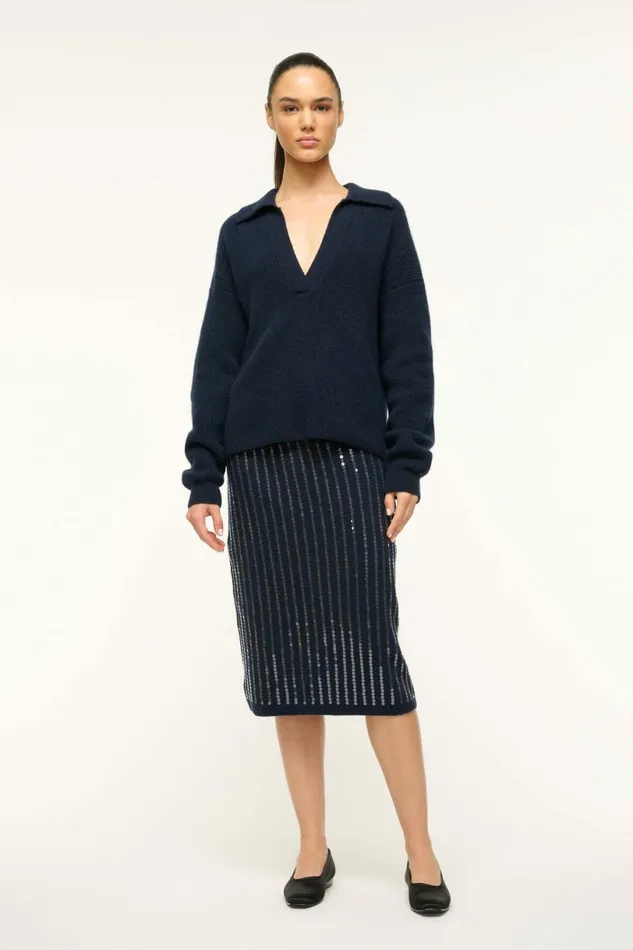 STAUD MIMI SKIRT Navy Women Skirts