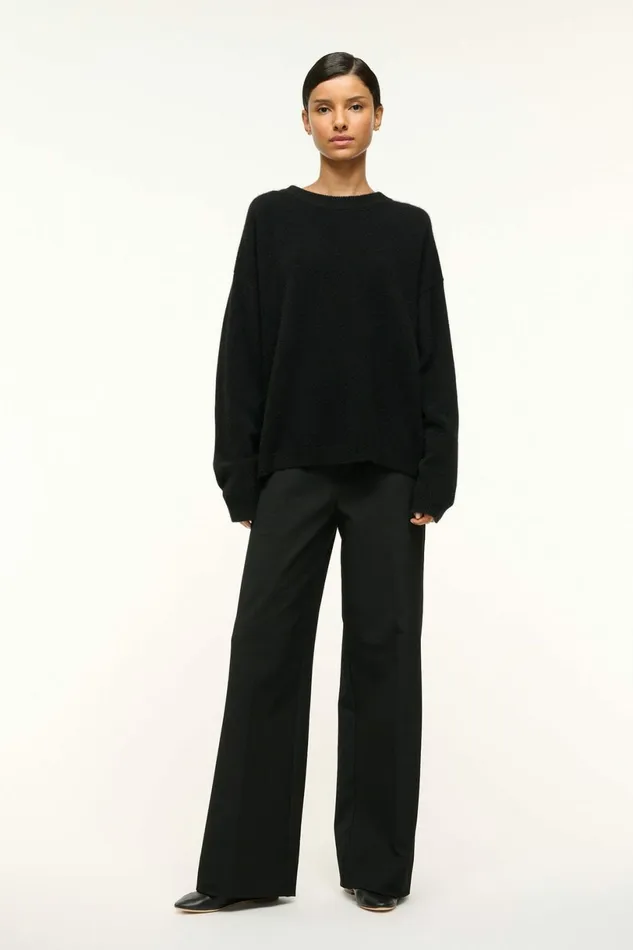 STAUD SERRANO CASHMERE RELAXED CREW Black Women Sweaters STAUD SERRANO CASHMERE RELAXED CREW Black Women Sweaters