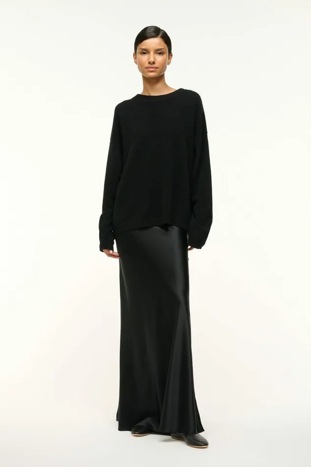 STAUD SERRANO CASHMERE RELAXED CREW Black Women Sweaters STAUD SERRANO CASHMERE RELAXED CREW Black Women Sweaters