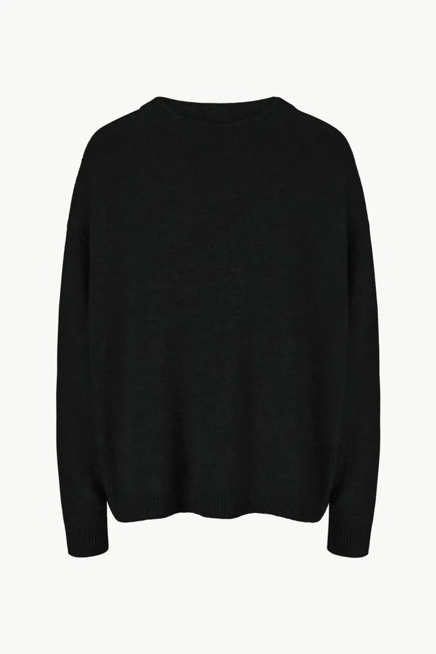 STAUD SERRANO CASHMERE RELAXED CREW Black Women Sweaters STAUD SERRANO CASHMERE RELAXED CREW Black Women Sweaters