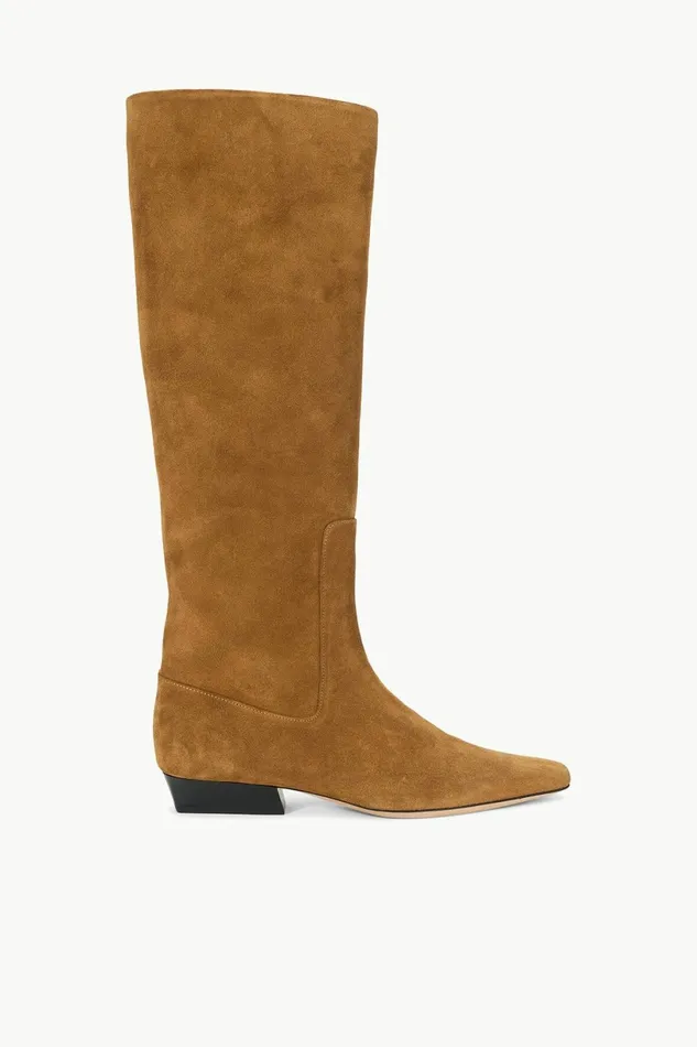 STAUD WALLY FLAT BOOT Tan Suede Women Boots