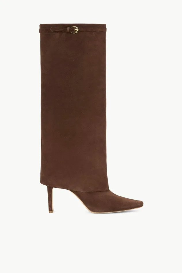 STAUD WALLY FOLDOVER HIGH HEEL BOOT Mahogany Suede Women Boots