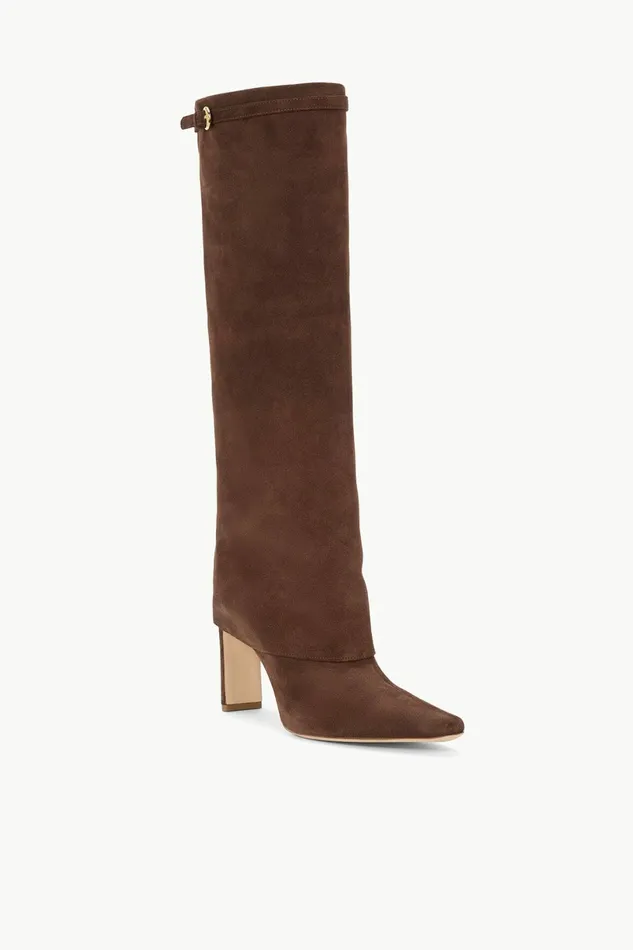 STAUD WALLY FOLDOVER HIGH HEEL BOOT Mahogany Suede Women Boots STAUD WALLY FOLDOVER HIGH HEEL BOOT Mahogany Suede Women Boots