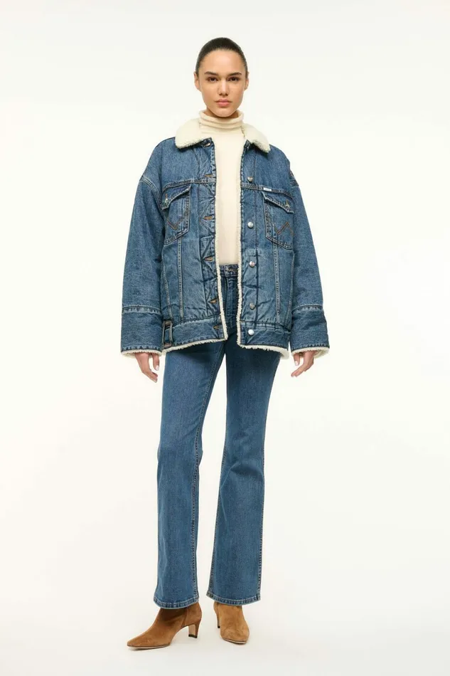 STAUD WRANGLER REVERSIBLE BIGGEST JEAN JACKET Indigo Wash Women Denim