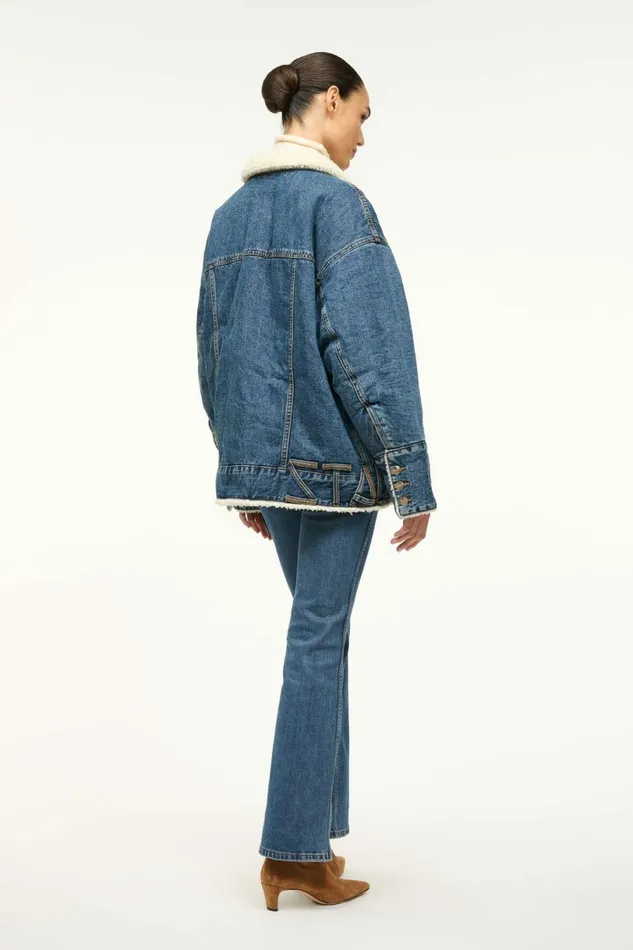 STAUD WRANGLER REVERSIBLE BIGGEST JEAN JACKET Indigo Wash Women Denim STAUD WRANGLER REVERSIBLE BIGGEST JEAN JACKET Indigo Wash Women Denim