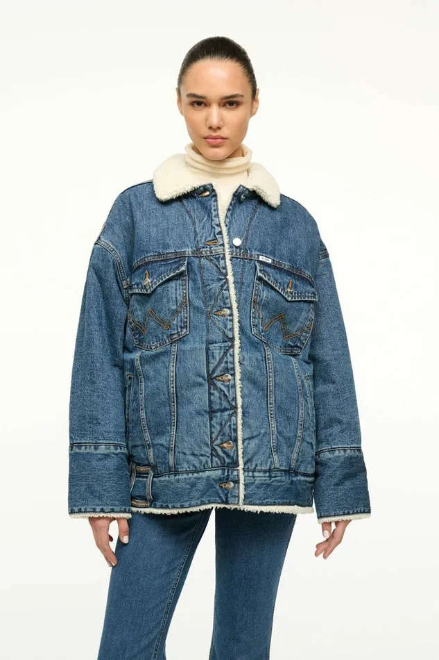 STAUD WRANGLER REVERSIBLE BIGGEST JEAN JACKET Indigo Wash Women Denim STAUD WRANGLER REVERSIBLE BIGGEST JEAN JACKET Indigo Wash Women Denim