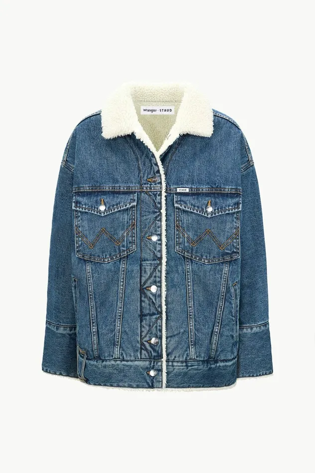 STAUD WRANGLER REVERSIBLE BIGGEST JEAN JACKET Indigo Wash Women Denim STAUD WRANGLER REVERSIBLE BIGGEST JEAN JACKET Indigo Wash Women Denim