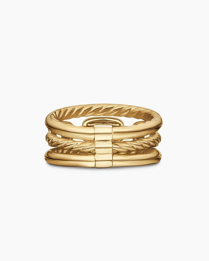 Stax Three Row Chain Link Ring In 18K Yellow Gold With Diamonds 104mm Women David Yurman Statement Stax Three Row Chain Link Ring In 18K Yellow Gold With Diamonds 104mm Women David Yurman Statement